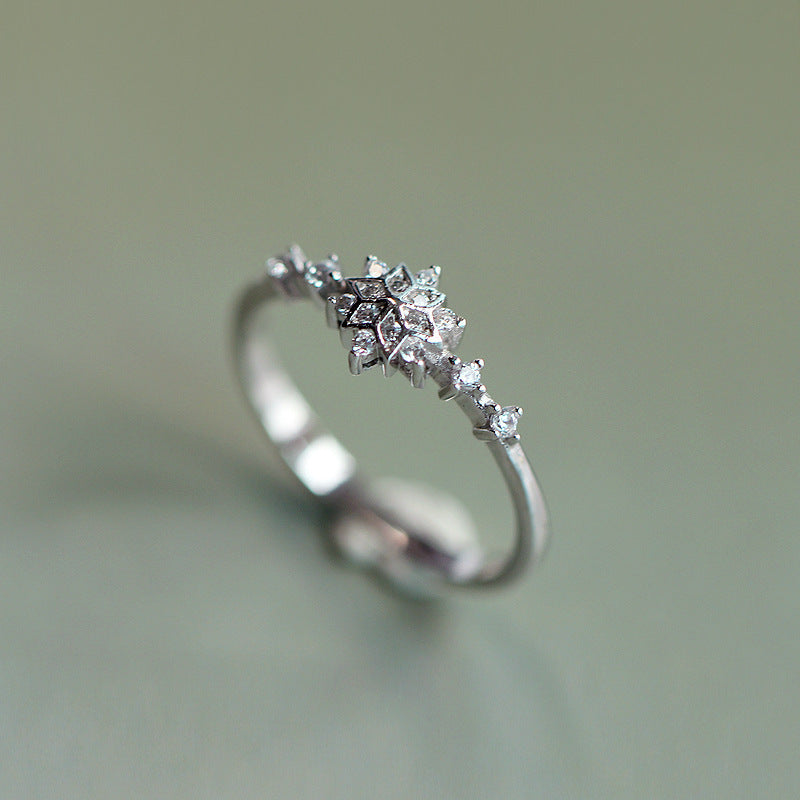 Elegant Crystal Flower Ring – Silver Plated Jewelry