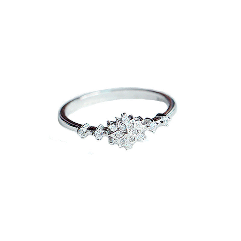 Elegant Crystal Flower Ring – Silver Plated Jewelry