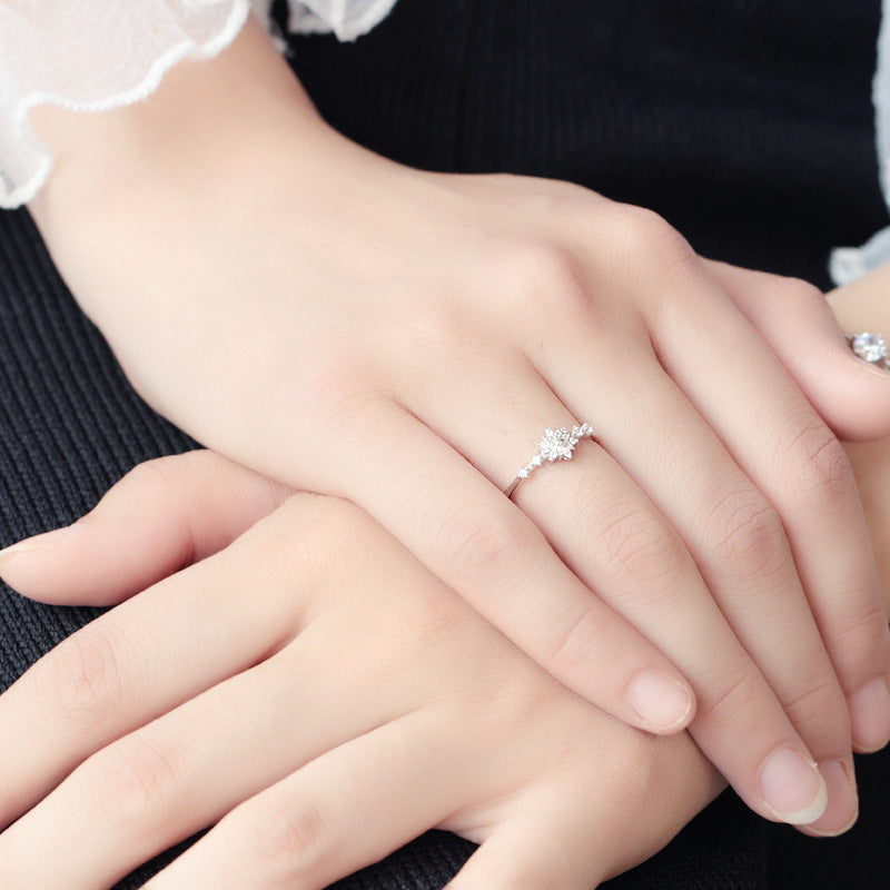 Elegant Crystal Flower Ring – Silver Plated Jewelry