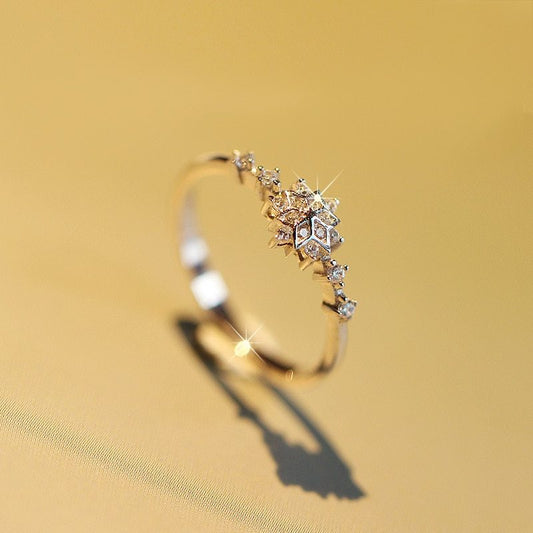 Elegant Crystal Flower Ring – Silver Plated Jewelry