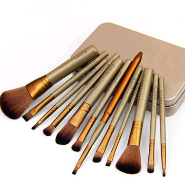 12-Piece Makeup Brush Set – Elegant Iron Box Edition