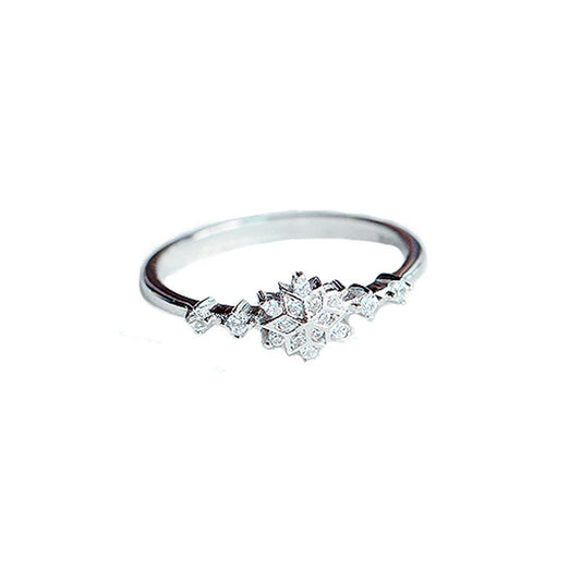 Elegant Crystal Flower Ring – Silver Plated Jewelry